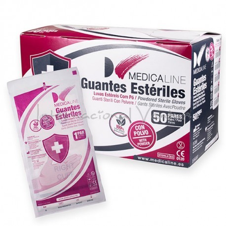 GUANTES LATEX ESTERILES 50 PARES